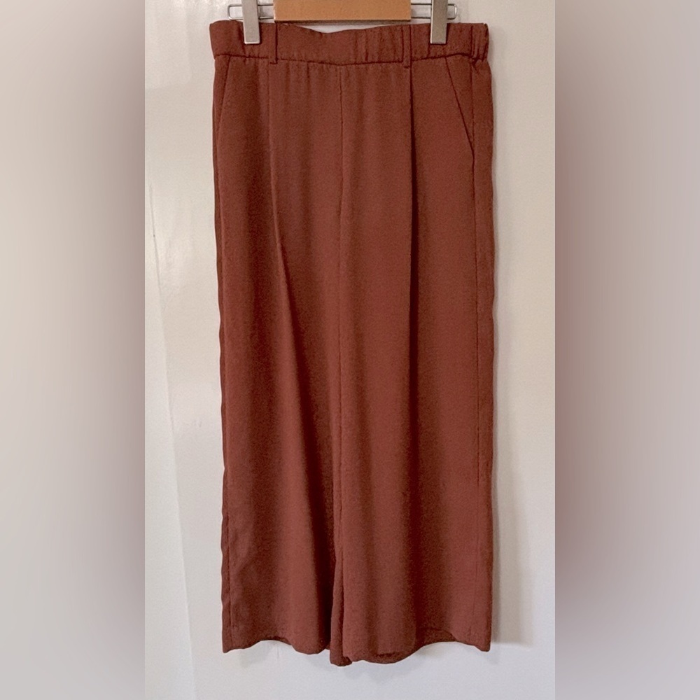 Halogen| Nordstrom| Terracotta Sequoia Wide Leg Pull-On Trouser Pants Sz XS - Picture 3 of 5
